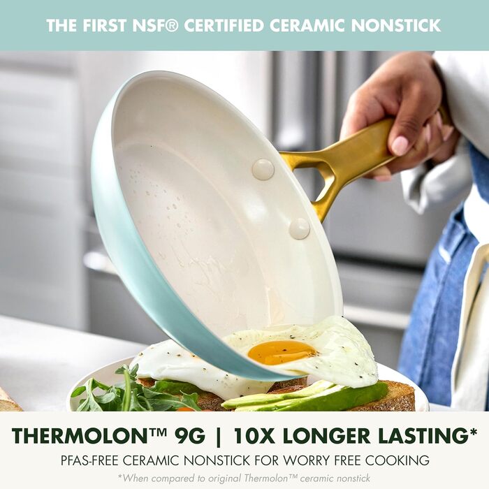 Набір сковорідок GreenPan з антипригарним покриттям, 25.4 см та 30.5 см, кераміка, нержавіюча сталь, NSF-сертифіковані, піч та посудомийна машина, моховий зелений