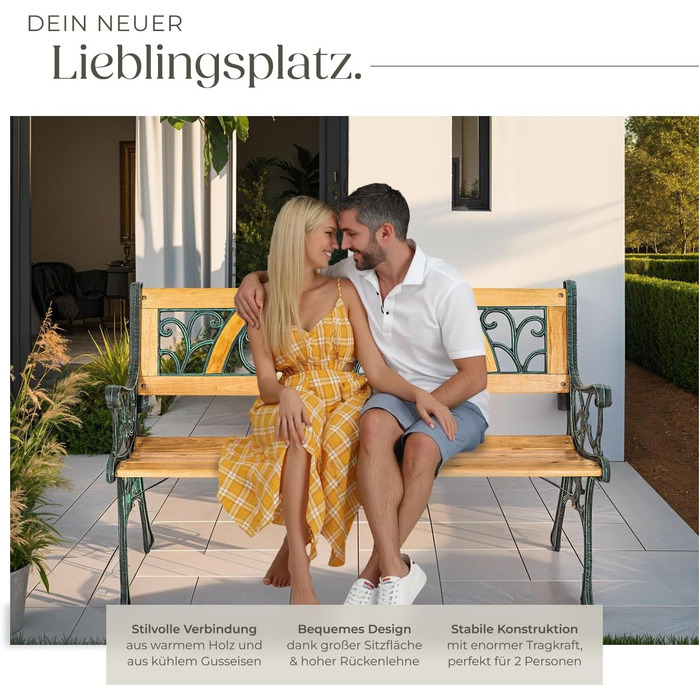 Тектайк (tectake) лавка для саду на 2 особи, дерев'яна, в стилі кантрі, 119,5 x 62 x 83 см, 'Міхаела'