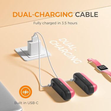 OCOOPA Грілки для рук UT2S Mini, 5200mAh, 2 шт. - Магнітні електричні грілки для рук, багаторазові, для кемпінгу та відпочинку на природі, подарунок для жінок та чоловіків (чорний рожевий)