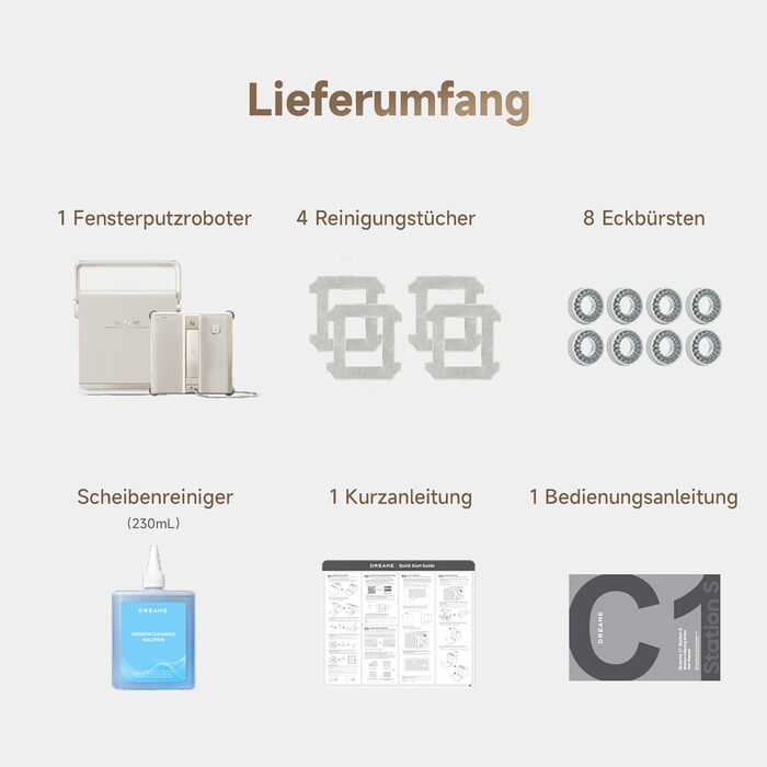 Робот-мийник вікон Dreame C1 Station S Kit з мобільною станцією, автоматичним згортанням кабелю та CornerClean-технологією