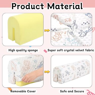 Захист для ліжечка HAVARGO для дітей, бортик-пом'якшувач на раму ліжка 70 см, білий, знімний чохол