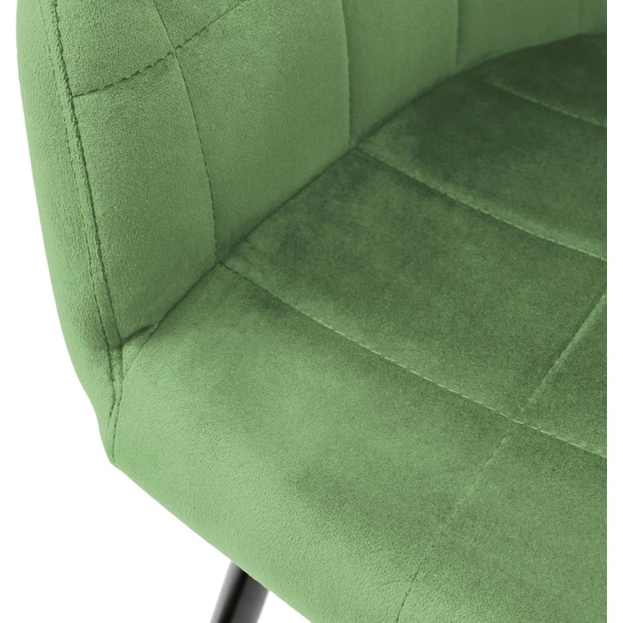 ECD Germany Комплект з 6 обідніх стільців з м'яким оксамитовим сидінням, металевими ніжками та підлокітниками, для вітальні та кухні, світло-зелений колір