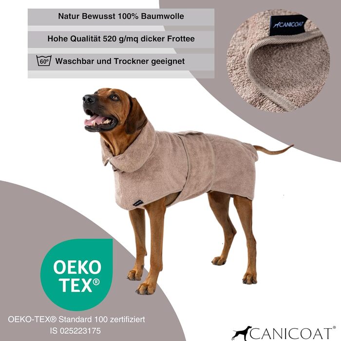 Халат для собак CANICOAT Lavari, 100 бавовна, сертифікований Oeko-TEX (розмір 11, бежевий)