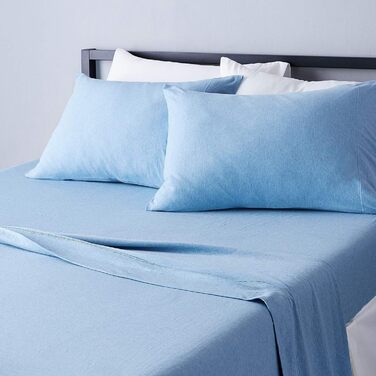 Предмети трикотажу, для двоспальних ліжок однотонний (небесно-блакитний, king, комплект простирадл), 4