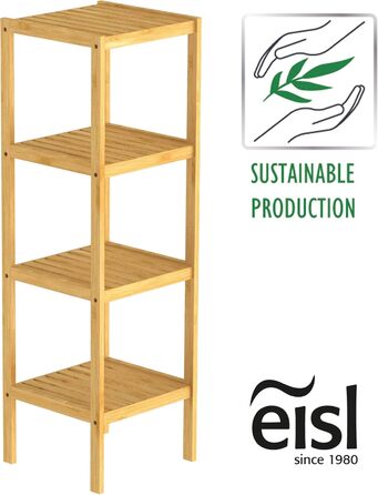 Багатофункціональний табурет з бамбука для ванної кімнати EISL BMBA02-BH2 з 4 полицями, 35 x 45 x 35 см