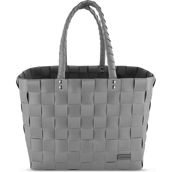 Сумка для покупок Normani Shopper плетена, пластикова, міцна, вінтажний стиль, 38x25x28см, антрацит