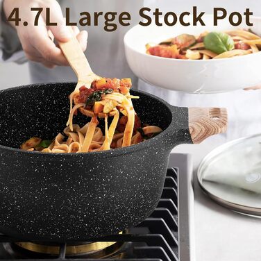 Набір посуду RIOVARM з нержавіючої сталі з антипригарним покриттям, 6 предметів: каструлі, сковороди, соусник, пательня, кришки, лопатка. Для кухні