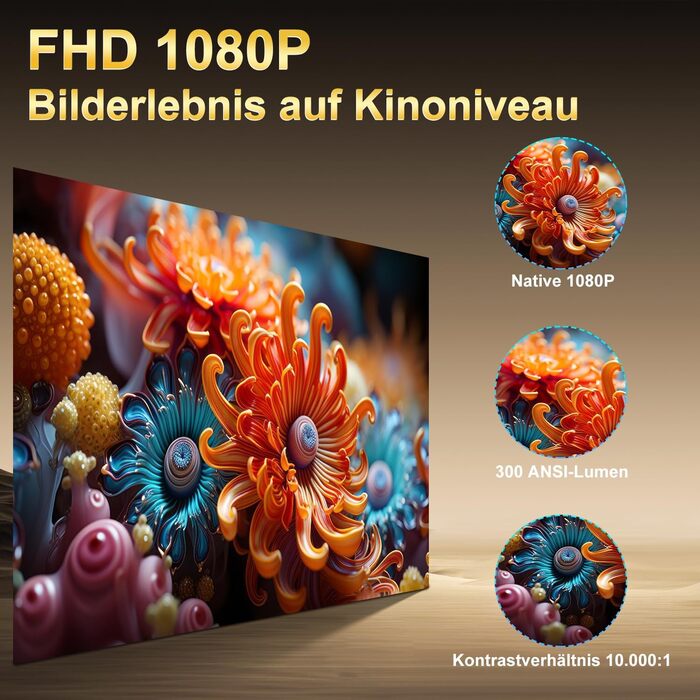 Міні проєктор Salange 4K з Wi-Fi 6, Bluetooth 5.2 та Android 11.0 для дому, смарт-проєктор з обертанням 180°, сумісний з телефоном/Xbox/ноутбуком/TV Stick/USB, білий (Sala260max)