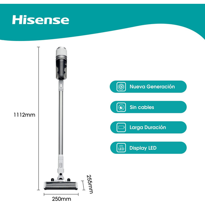 Акумуляторний HVC6134W Hisense, пилосос, білий, 4 кг