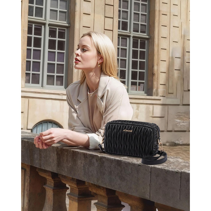 LOVEVOOK Сумка через плече жіноча, маленька сумочка кросбоді, чохол для телефону, сумка на плече, шкіра PU, чорна