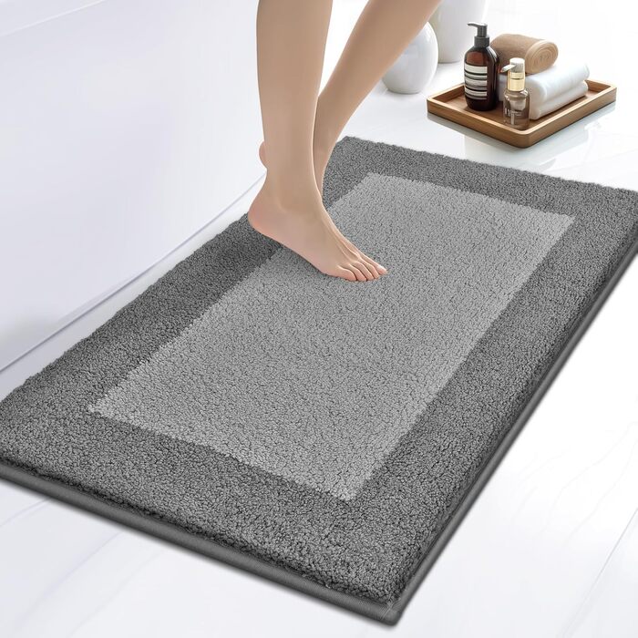 Килимок для ванної кімнати: неслизький, миючий, 50 x 76 см (сірий)