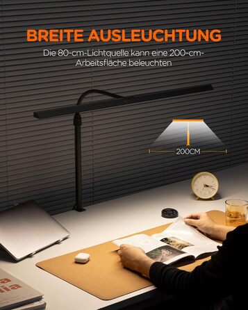 Світлодіодна настільна лампа Tomons, настільна лампа з регулюванням яскравості, затискна 24 Вт з дистанційним керуванням для офісу та читання
