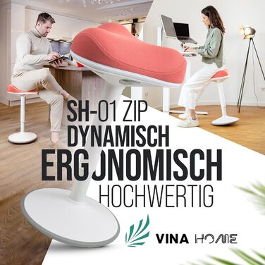 Офісний стілець SH-01 Zip з знімним чохлом | Ергономічний стілець для роботи та відпочинку | З сертифікацією IGR | Регульована висота (58-83 см) | Рожевий