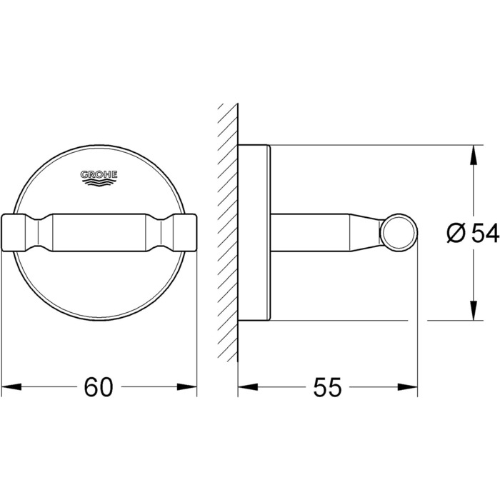 Кільце для рушників Grohe Essentials Cube, 24 (кругле, в комплекті з гачком для халата)