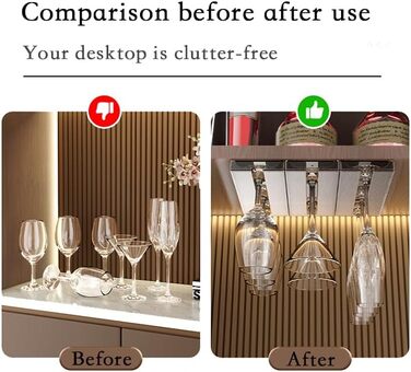 Тримач для келихів вина під шафу, 2 шт. - Тримач для келихів, полиця-тримач для кухні, дому та бару (сірий)
