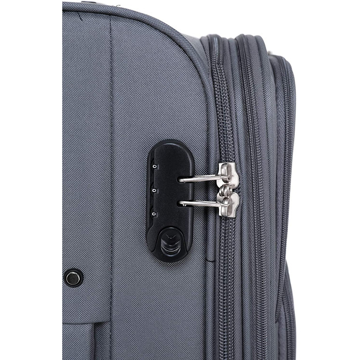 Набір валіз Beibye з тканини, сірий, з передніми кишенями та розширенням об'єму