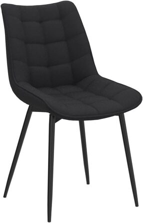 Набір з 2-х кухонних стільців WOLTU для вітальні, кухні, їдальні, чорного кольору, з м'якою спинкою та сидінням з льону, металеві ніжки, до 150 кг