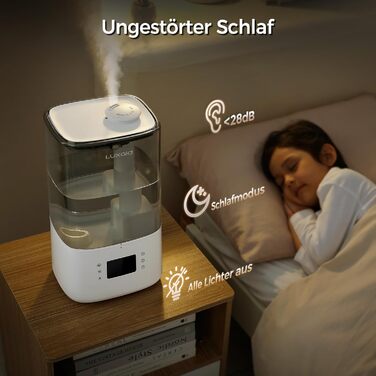 Зволожувач повітря Luxaid HU-802 4.5л з пультом, гігростатом та таймером для спальні та великих приміщень. Тихий зволожувач для дитячої кімнати.