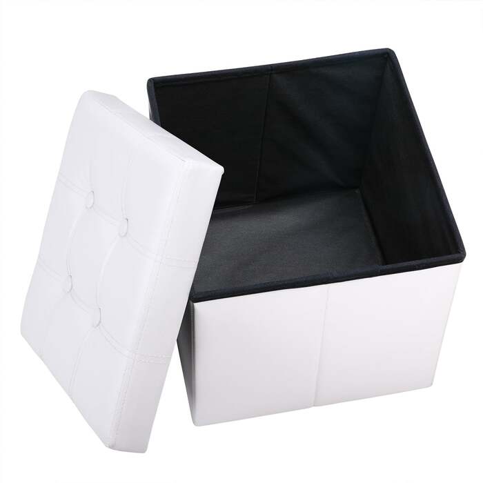Пуф Білий Штучна Шкіра 38x38x38см складаний