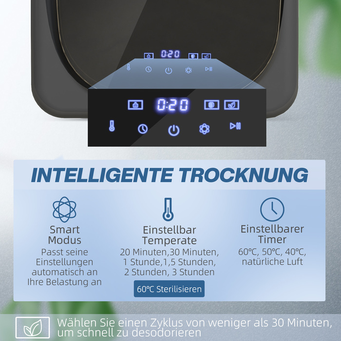 Сушарка для білизни з УФ-дезінфекцією, компактна, місткістю 4 кг, з нержавіючої сталі, сірого кольору