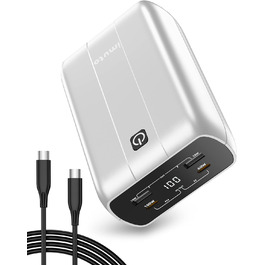 Вт, 20000 мАг Power Bank Швидка зарядка PD3.0 Зовнішній акумулятор мобільного телефону Портативний зарядний пристрій з 4 портами Цифровий дисплей X4G-Silver, 100