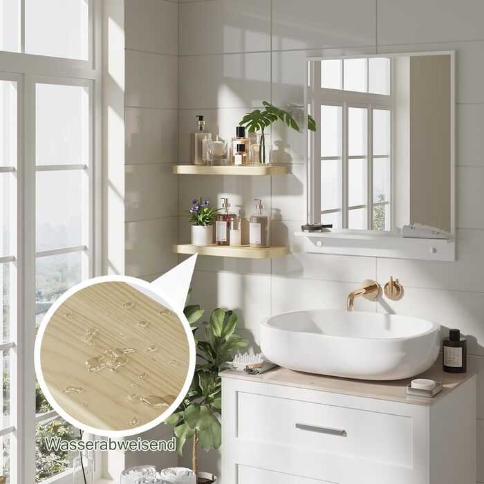 Плаваючі полиці Wandregal з дерева, набір 2 шт., коричневі - настінні полиці без кріплень для вітальні, спальні, кухні, для книг та декору