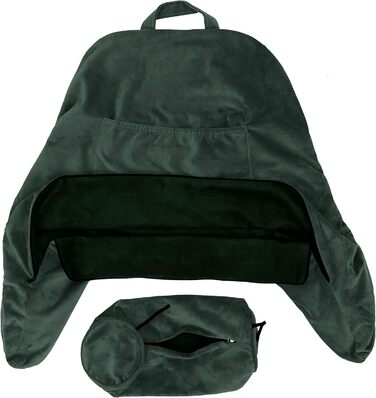 Подушка для чоловіка з підлокітниками - сіра, для читання та відпочинку в ліжку | Premium Memory Foam | Знімна подушка для шиї