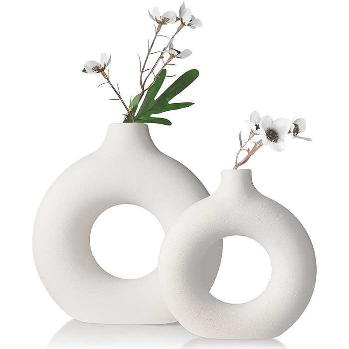 Керамічні вази для квітів Enkinil 2 шт білі