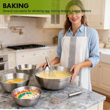 Набір салатників та мисок з нержавіючої сталі, 5 шт. - для кухні, міксування та сервірування