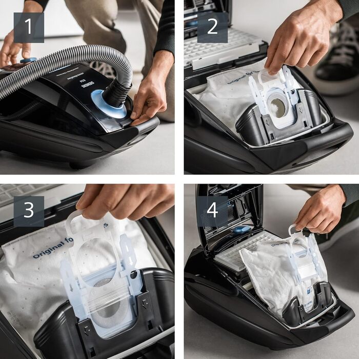 Пилсос Siemens Staubsauger Q5.0 extreme silencePower VSQ5X1230 з мішком, для алергіків, гігієнічний фільтр, 850 Вт, чорний