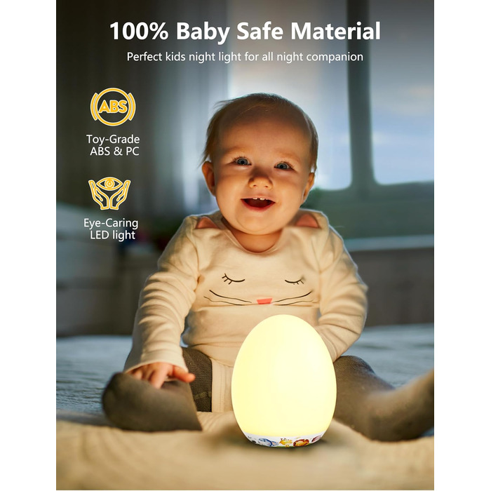 Нічник-ліхтарик MediAcous для дітей та малюків з 8 кольорами, регулюванням яскравості, таймером 1 година та сенсорним керуванням. Декоративний нічник з мисливцями для дитячої кімнати (білий)