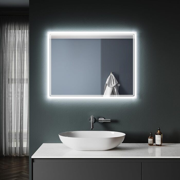 Дзеркало для ванної кімнати SONNI LED з підсвічуванням 80x60 см, біле