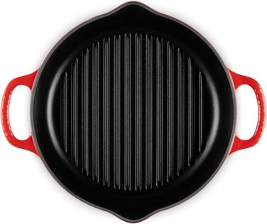 LE CREUSET Signature Сковорода гриль кругла висока з чавуну, 25 см, Червоний (Ofenrot), для всіх типів плит та духовок