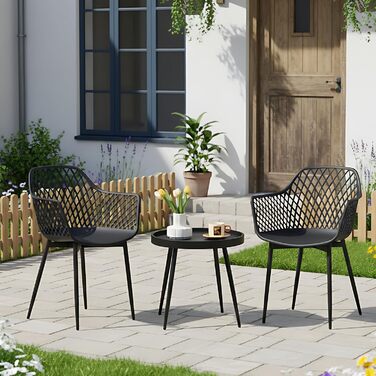 Набір меблів для балкона на 2 особи: стіл та 2 стільці з регульованими ніжками, чорного кольору