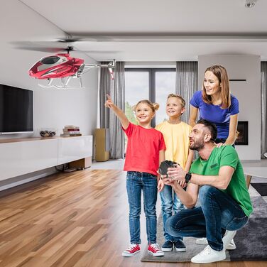 Радіокерований вертоліт VATOS для хлопчиків, 2.4G зі світлодіодним підсвічуванням, від 12 років, фіксована висота, легкий старт, червоний