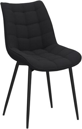 Стільці для їдальні WOLTU, 2 шт., для вітальні, кухні, їдальні, м'які з підлокітниками, сидіння з льону, металеві ніжки, до 150 кг, темно-сірий