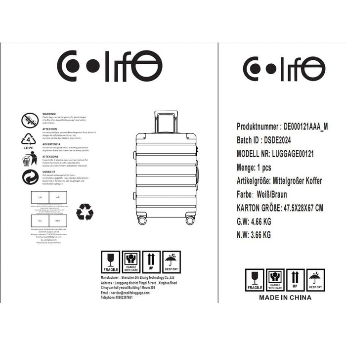 Візок COOLIFE Hard Shell із замком TSA, телескопічною ручкою та 4 колесами (середній, жовтий/чорний)