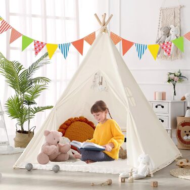 Дитячий намет Tipi для гри в приміщенні та на вулиці: намет-халапа, ігровий будиночок для хлопчиків та дівчаток з сумкою для зберігання, жовтий