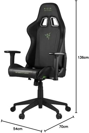 Ігрове крісло Razer TAROK Essentials Edition від Zen Gaming, з підтримкою попереку та шиї, 3D підлокітники, чорний/зелений колір
