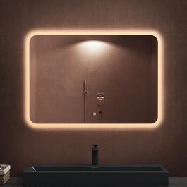 Дзеркало для ванної кімнати Dopporo LED 100x80 см з підсвічуванням та сенсорним вимикачем, з функцією пам'яті