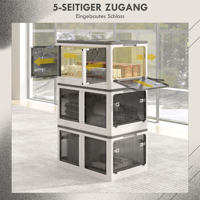 Набір з 3 органайзерів для зберігання, складаних, на колесах, 60 x 42 x 34 см, білі