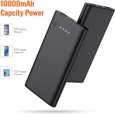 И, компактний, Smart IC, 3.1A, для iPhone/Samsung/Huawei, чорний, 10000mAh, 2 шт.