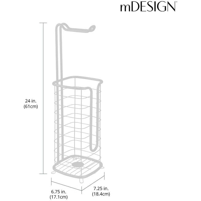 Тримач для туалетного паперу mDesign без свердління-окремо стоячий тримач для туалетного паперу для ванної кімнати - тримач для рулонів паперу з нержавіючої сталі з чотирма рулонами- (світло-сірий)