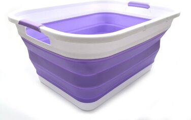 Складна Пластикова корзина для білизни SAMMART 41l - складаний висувний контейнер для зберігання/органайзер - Портативна пральна ванна-компактна Кошик /Кошик (Lila.)