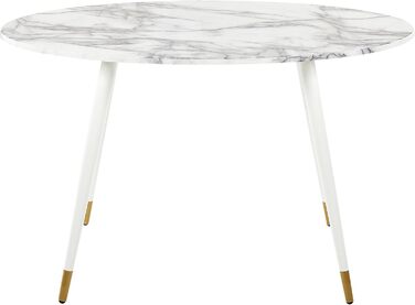 Стільниця Beliani Glamour з МДФ під мармур, біла, овальна, 120 x 70 см, металеві ніжки