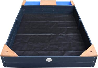 Дерев'яний пісочниця AXI Kelly з лавкою, куточком для сидіння та контейнерами, 180x115 см (Антрацит, Коричневий)