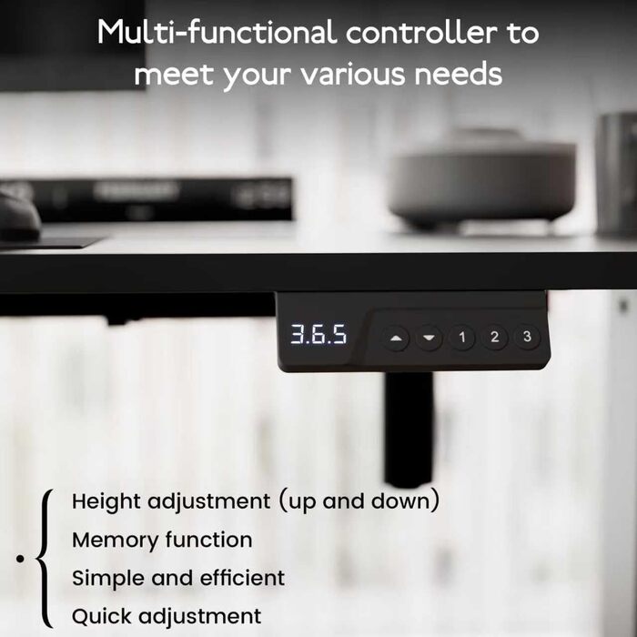 Регульований стіл 60x110 см, електричний з пам'яттю та захистом від зіткнень, висота 70–117 см, для офісу, дому та геймінгу (білий). Також доступний розмір 140x60 см (чорний)