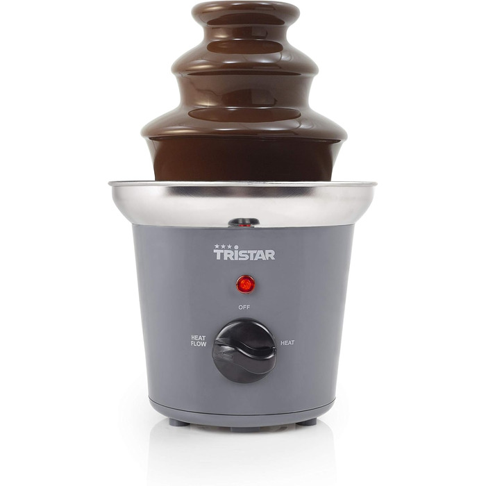 Шоколадний фонтан Tristar CF-1603 з нержавіючої сталі, 3 рівня, 0,4 л, функція підігріву, 32 Вт