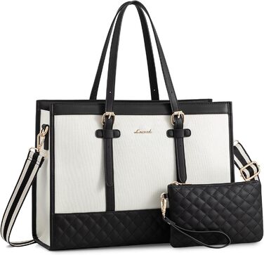 Сумка для ноутбука LOVEVOOK, жіноча, середнього розміру, 17.3 дюйми, для роботи, навчання, офісу, універсітету, чорно-біла