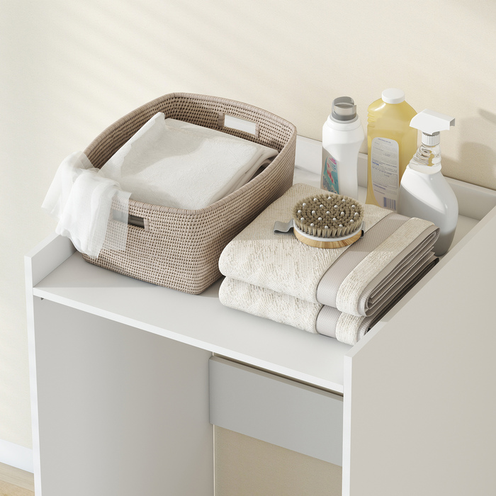 Шафа для ванної кімнати з нішею та відкритою полицею, тумба під раковину для ванної кімнати, для невеликих приміщень, 64 x 60 x 97,5 см, Білий